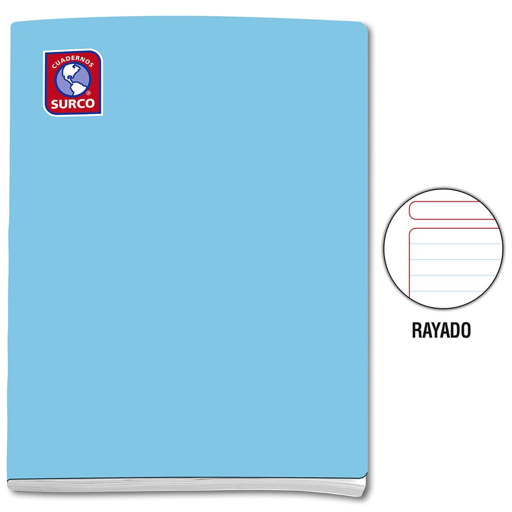 Cuaderno engrapado rayado A4x80 hojas solido Surco