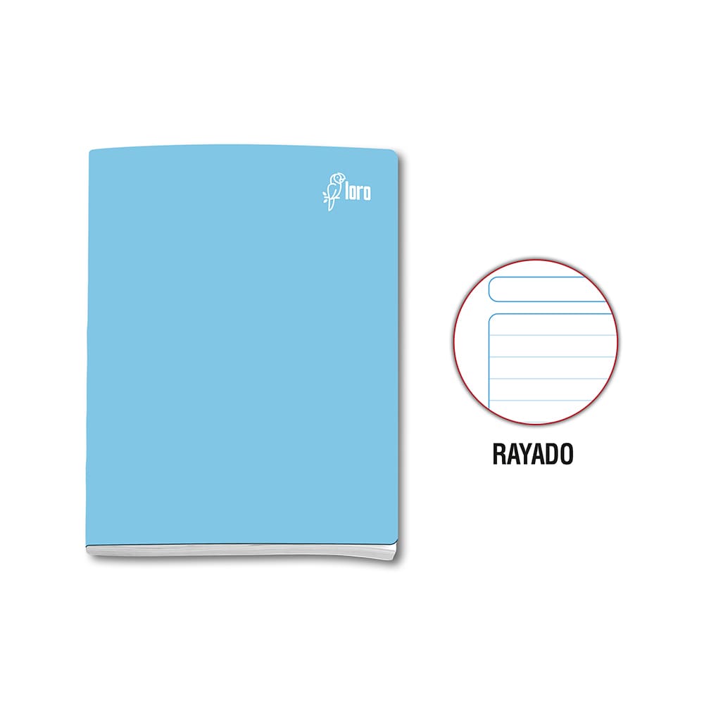 Cuaderno engrapado rayado A5x44 hojas solido Loro