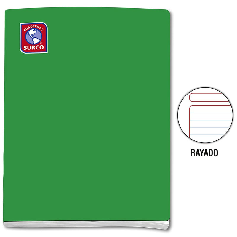 Cuaderno engrapado rayado A4x80 hojas solido Surco