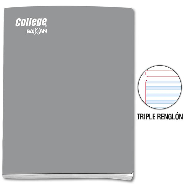 Cuaderno triple reglón plomo A4 x 80 hojas Bakan