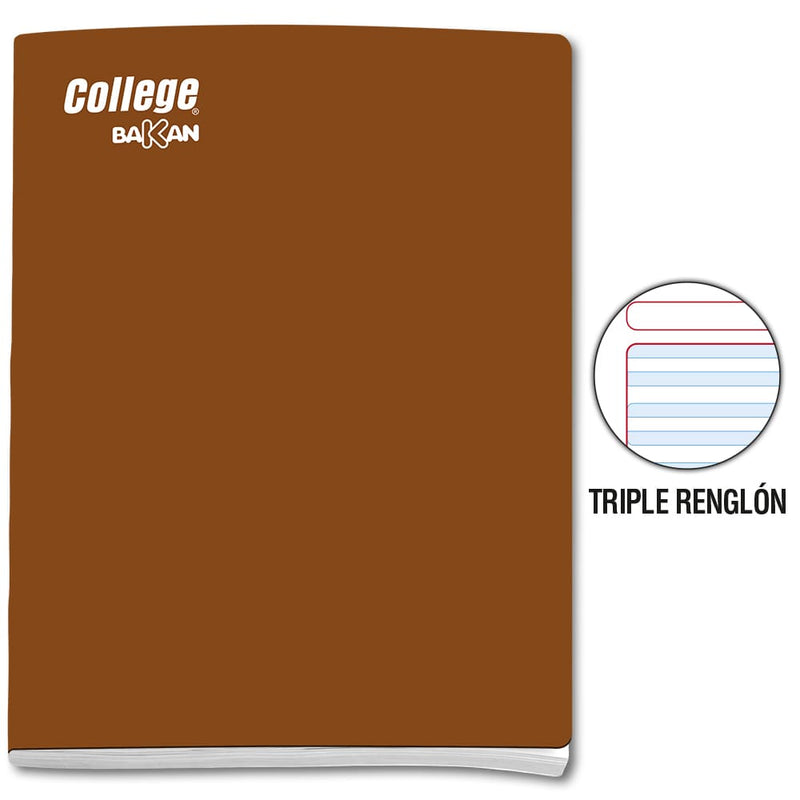 Cuaderno triple reglón marrón A4 x 80 hojas Bakan