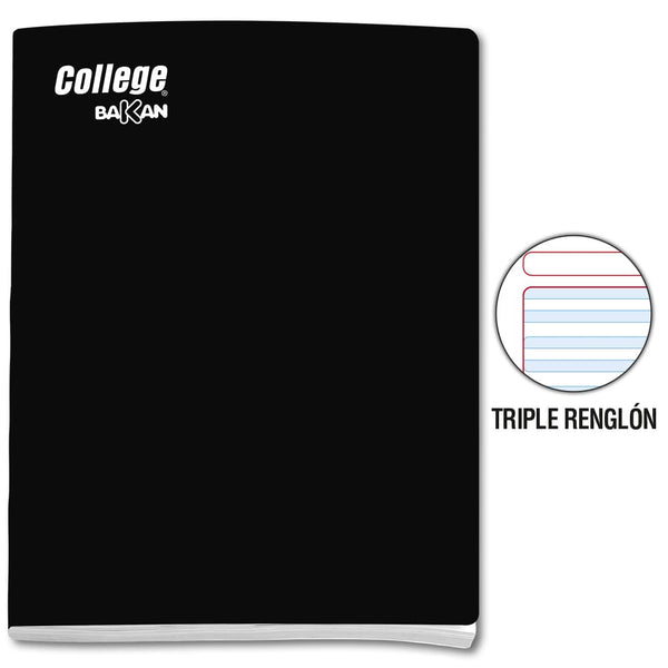 Cuaderno triple reglón negro A4 x 80 hojas Bakan