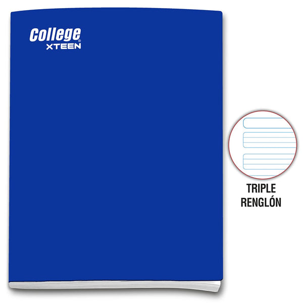 Cuaderno engrapado triple renglón A4 x 80 hojas azul Xteen College