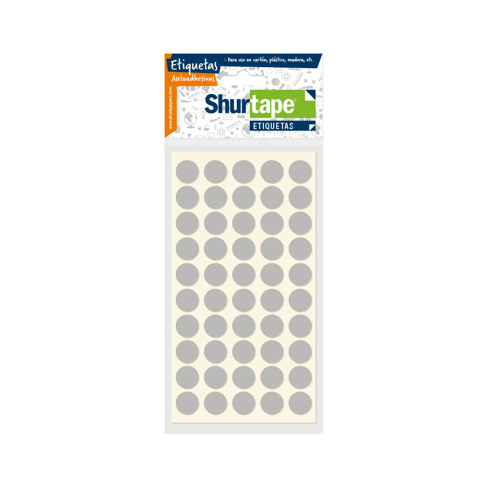 Etiqueta circular plateado 13mm x 500 unidades Shurtape