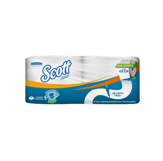 Papel higiénico jumbo blanco una hoja 400 mt x 4 rollos Scott Suave
