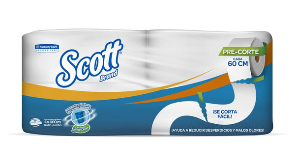 Papel higiénico jumbo blanco una hoja 400 mt x 4 rollos Scott