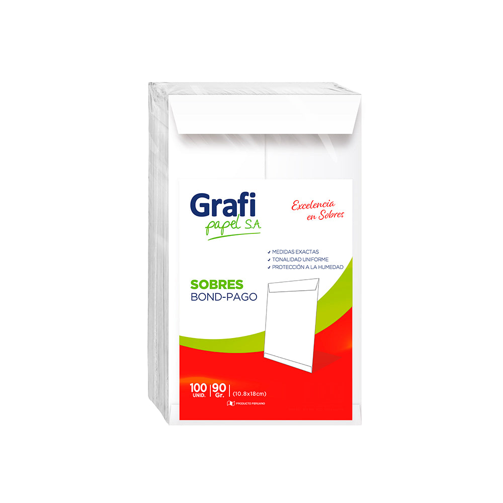 Sobre Bond Pago 90 gr x 100 unidades Grafipapel