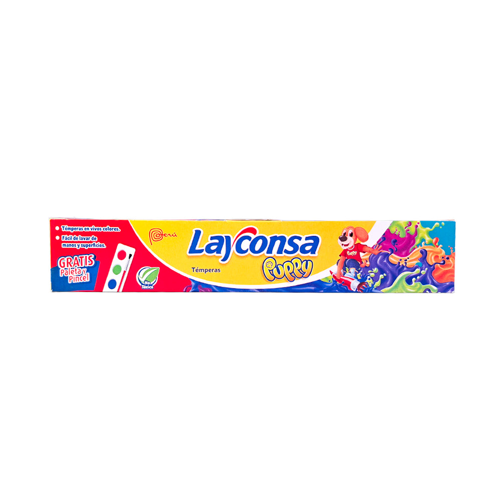 Tempera 30ml x7 unidades + pincel + paleta layconsa