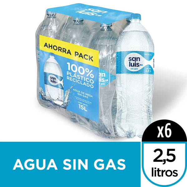 Agua sin gas 2500ml paquete x 6 unidades San Luis