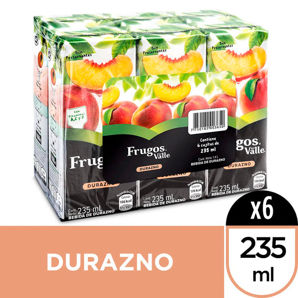 Néctar durazno 235 ml pack x 6 un frugos