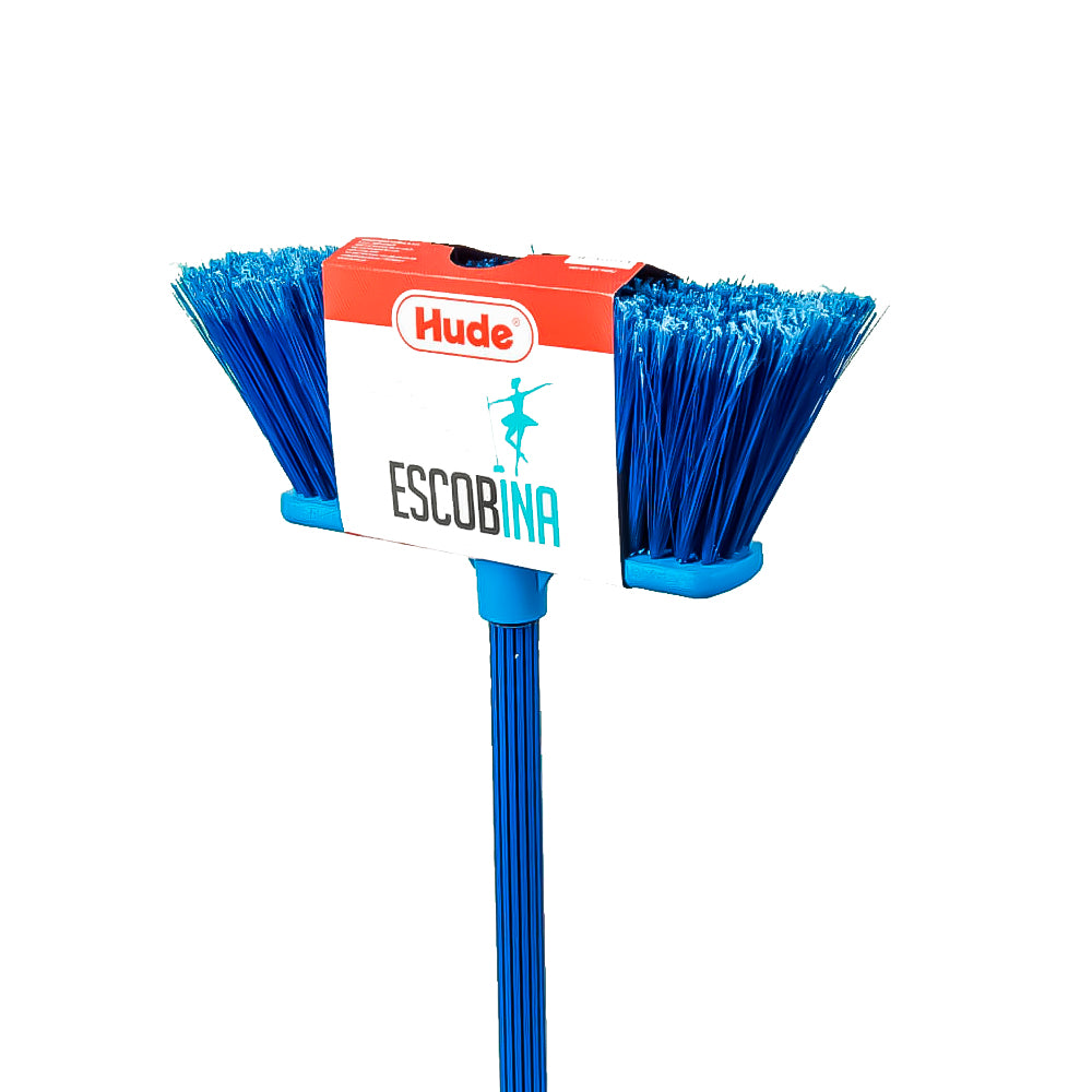 Escoba mango plástico escobina 30.5 cm azul hude