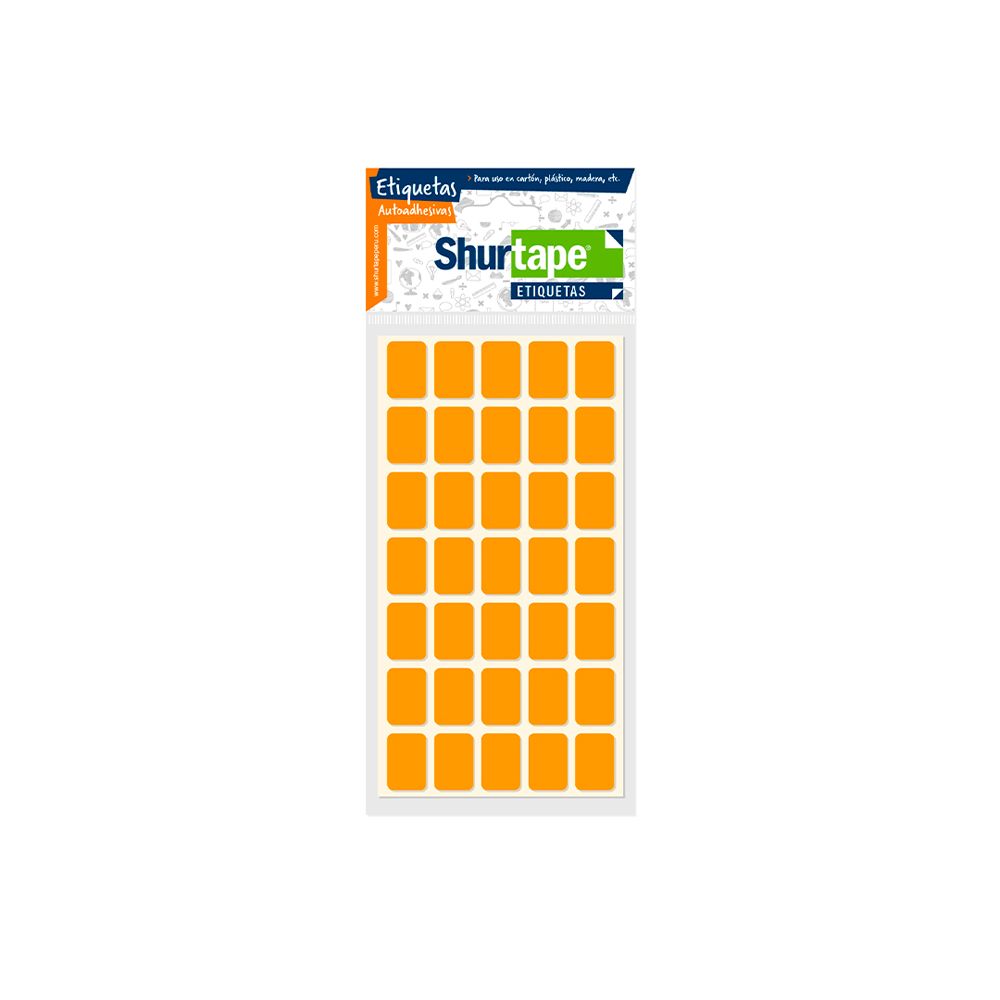 Etiqueta 1/2 x 3/4 (19x13mm) naranja neon 500 unidades Shurtape