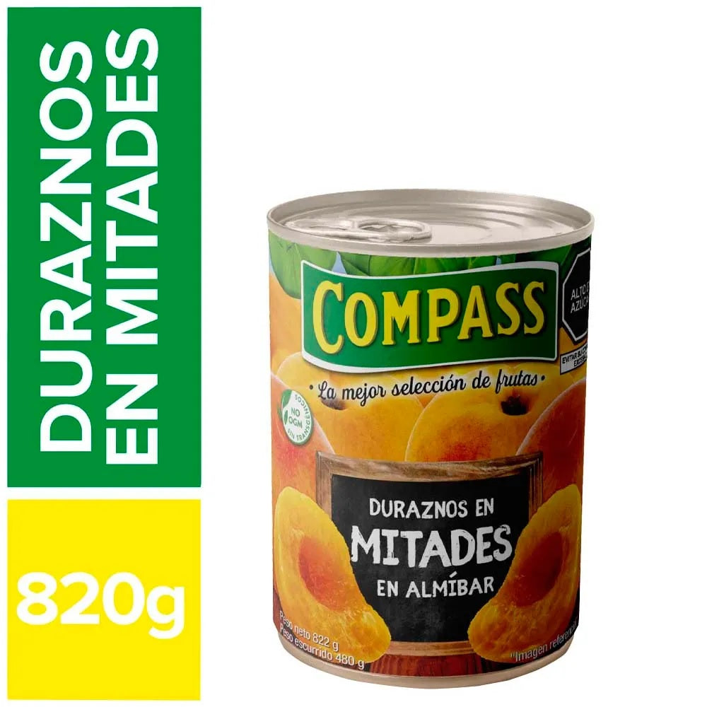 Duraznos en mitades 820 gr Compass