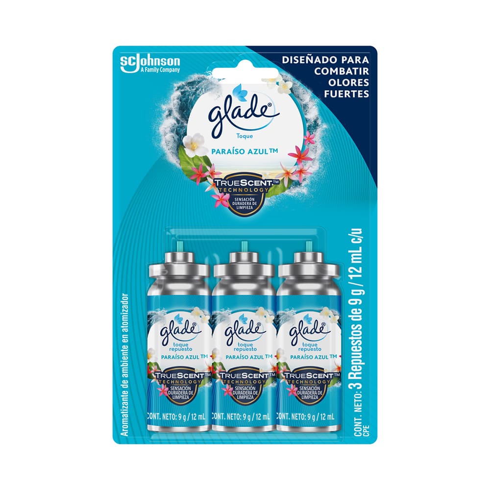 Repuesto toque paraíso azul 9 gr x 3 un Glade