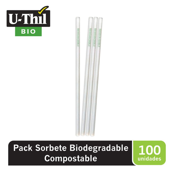 Sorbete biodegradable 20 cm sin envoltura x 100 unidades Uthil