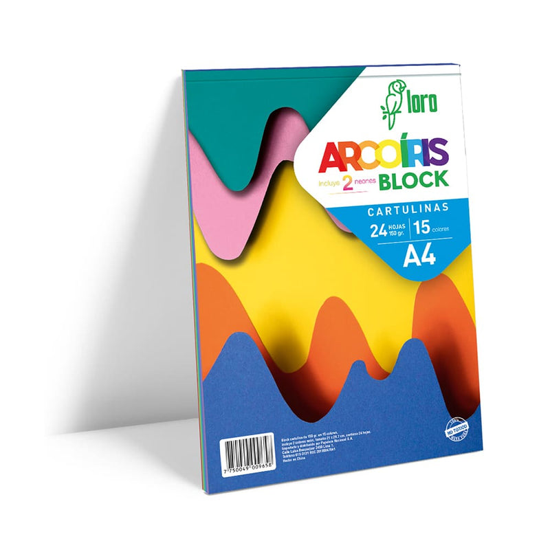 Block cartulina arcoíris A4