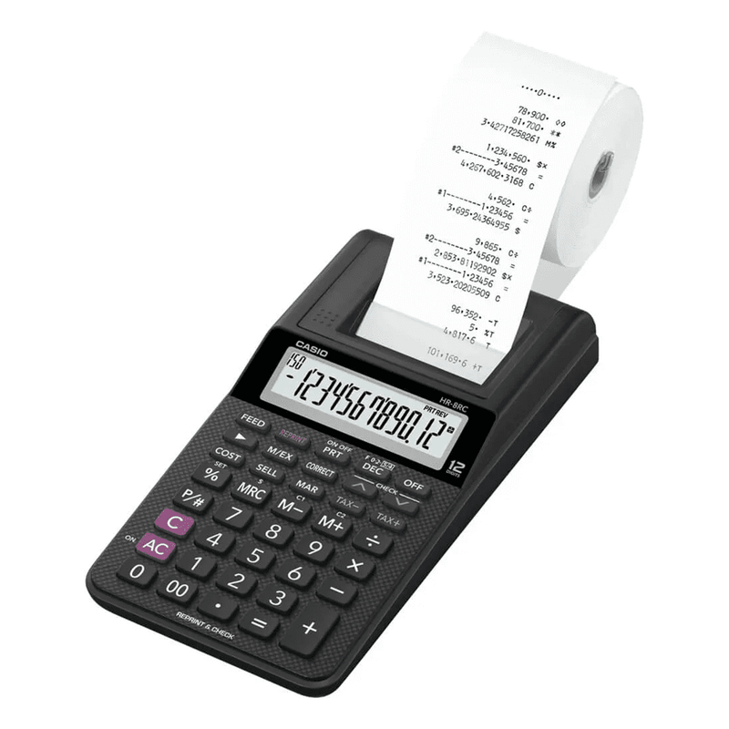 Calculadora con impresora 12 dígitos HR-8RC-BK negro Casio