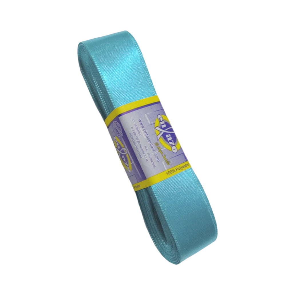 Cinta satinada  celeste 2.5cm rollo x 10 metros