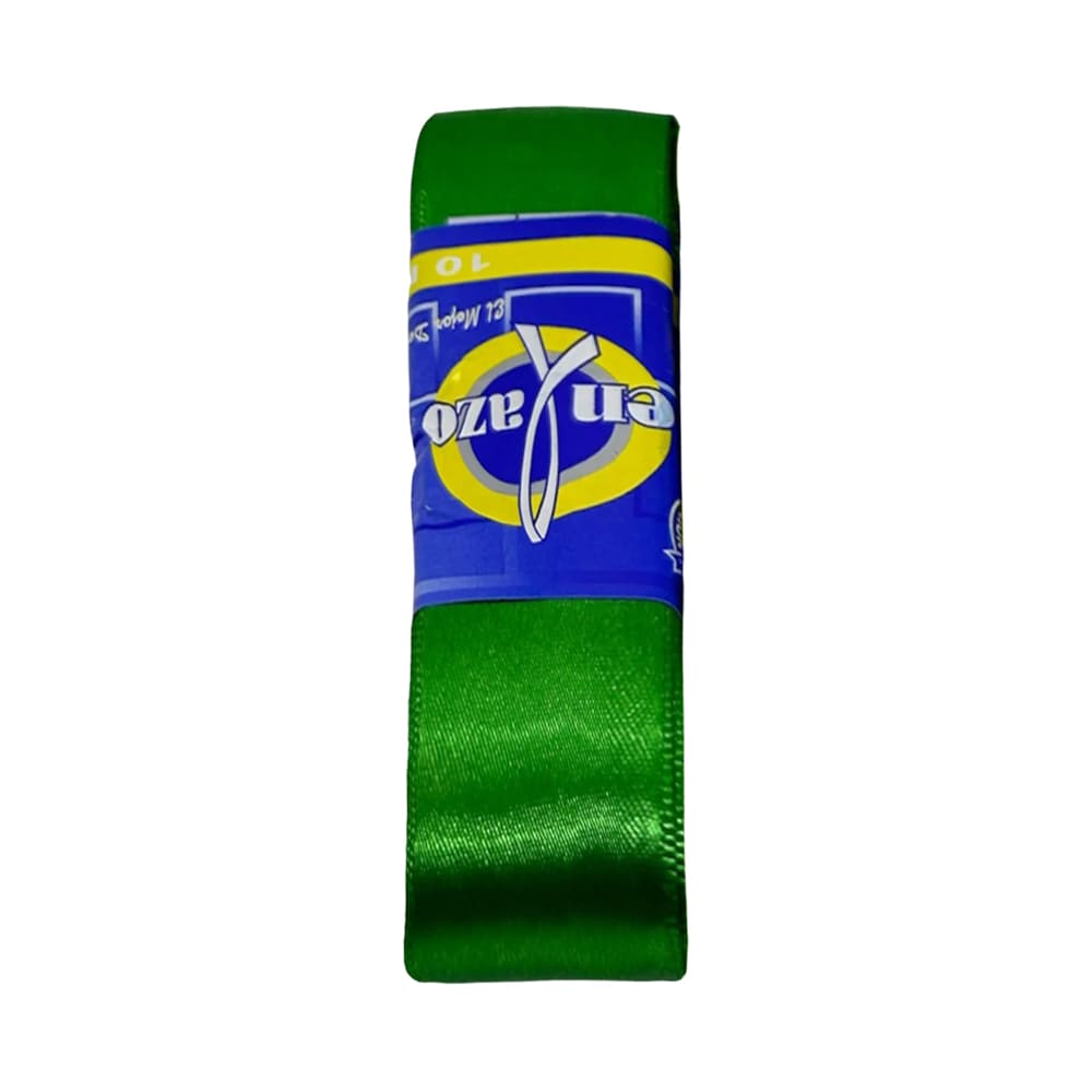 Cinta satinada verde 2.5cm rollo x 10 metros
