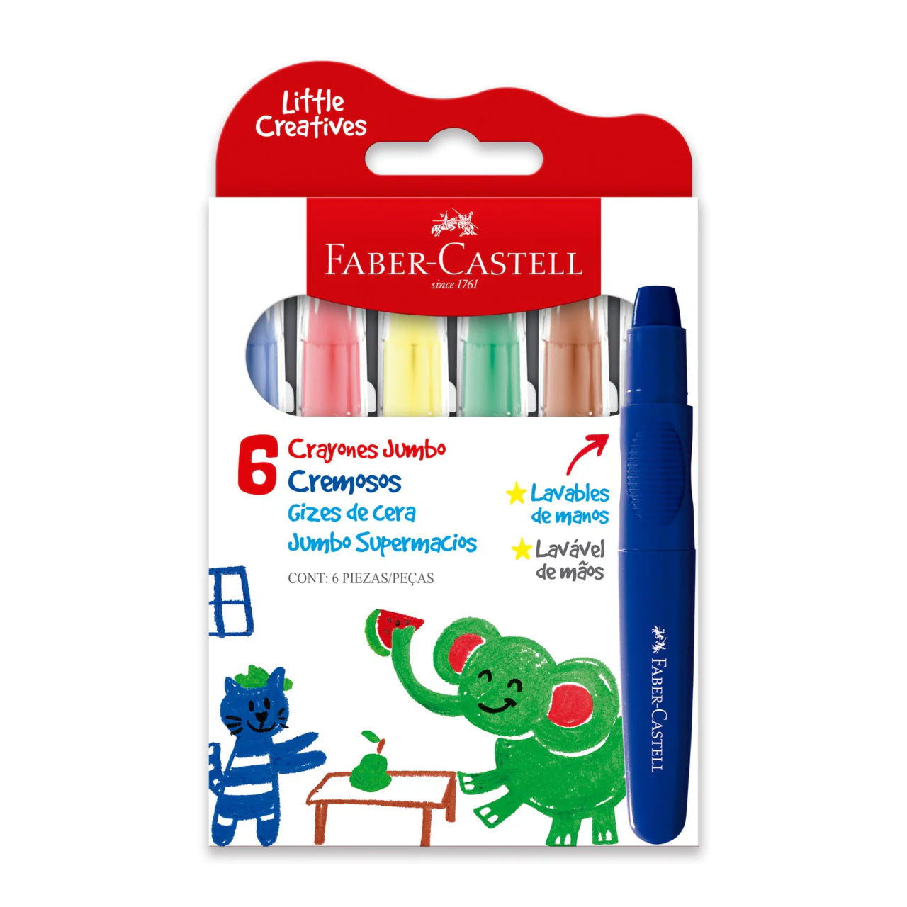 Crayones jumbo cremosos x6 little creative Faber Castell