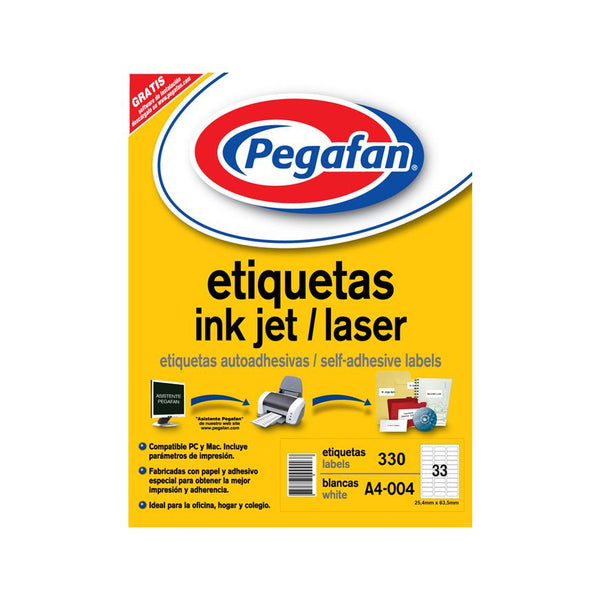 Etiqueta  inkjet A4 004(25.4x63.5mm) 50h 1650 Pegafan