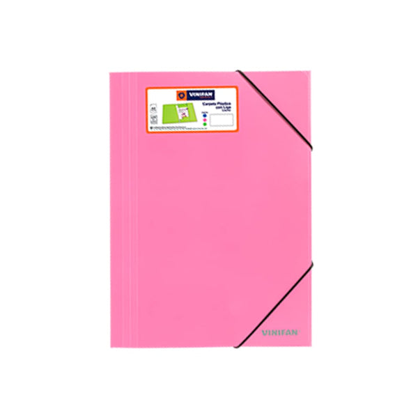 Folder con liga oficio plástico color magenta Vinifan