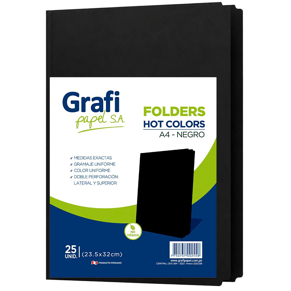 Folder manila A4 negro x 25 unidades Grafipapel