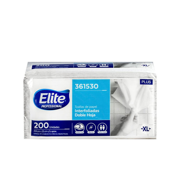Papel toalla blanco interfoliado doble hoja 21.6 x 25 cm  Elite Plus