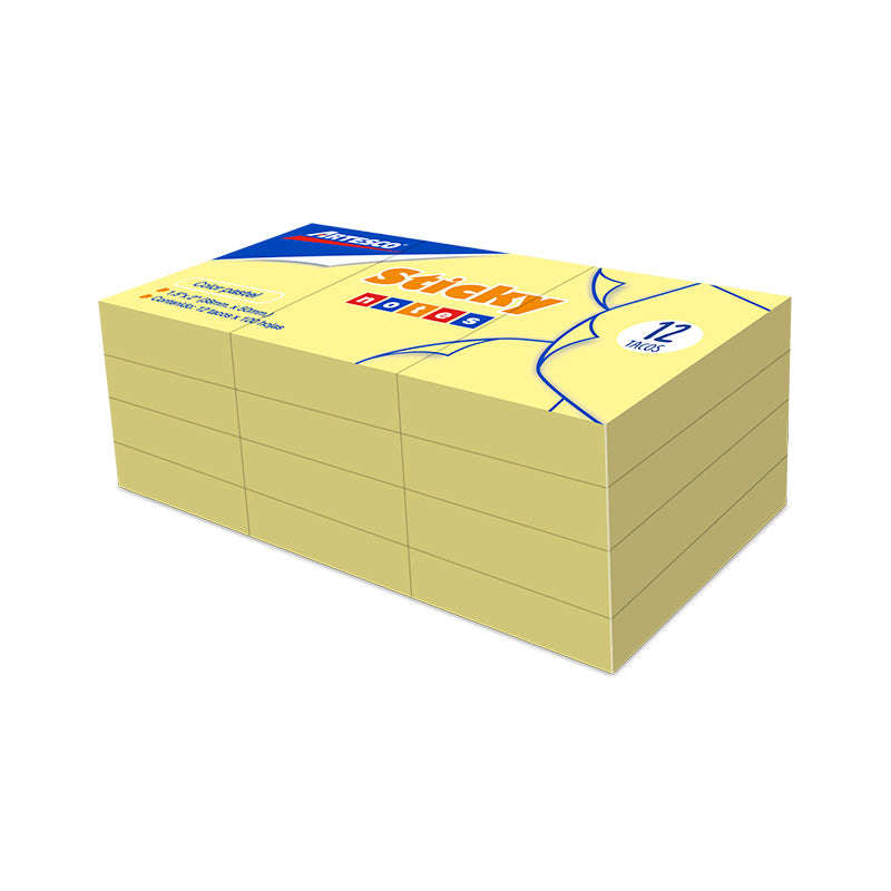 Notas adhesivas 1.5 x 2 100h x 12 und amarillo Artesco
