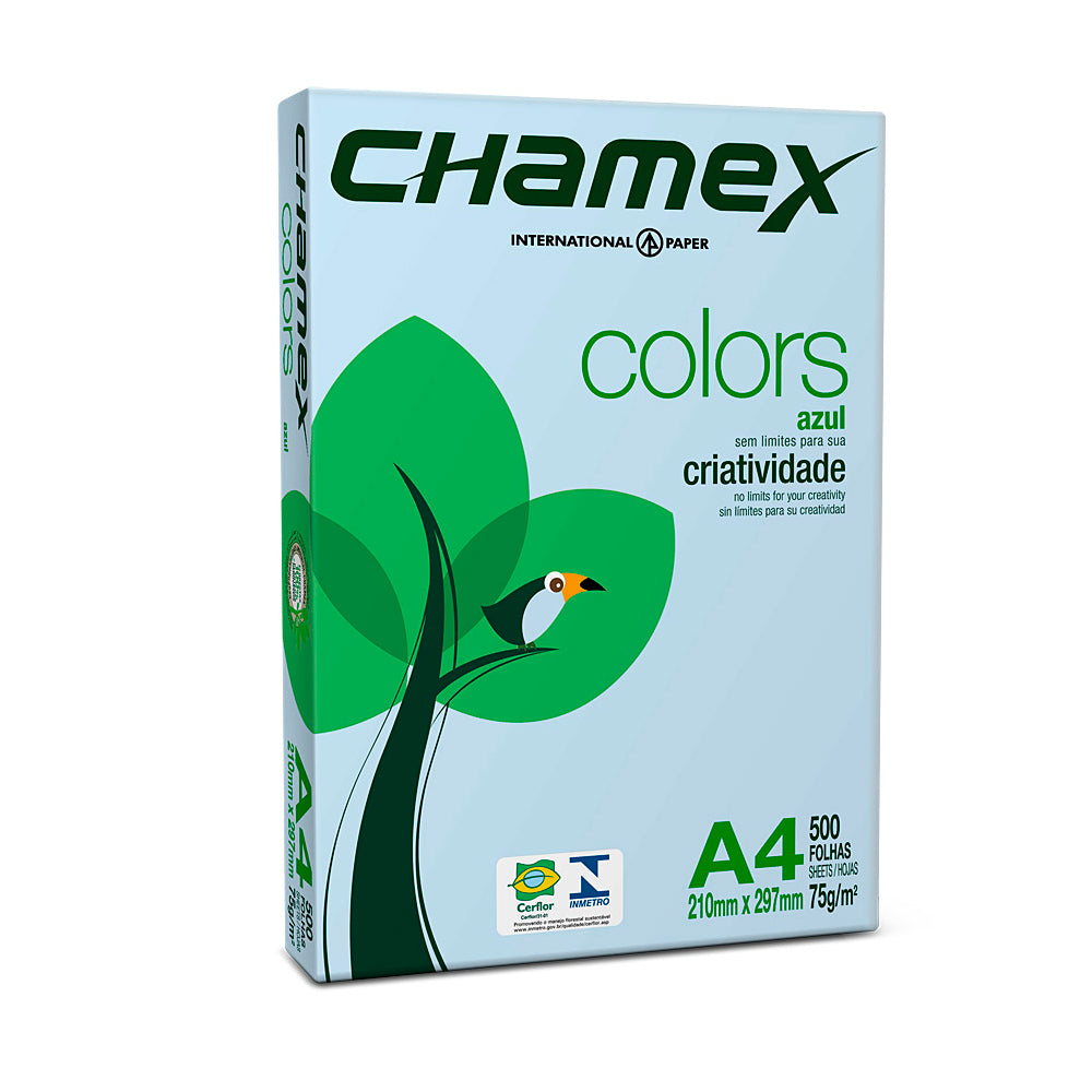 Papel bond A4 75gr x 500h celeste pastel Chamex