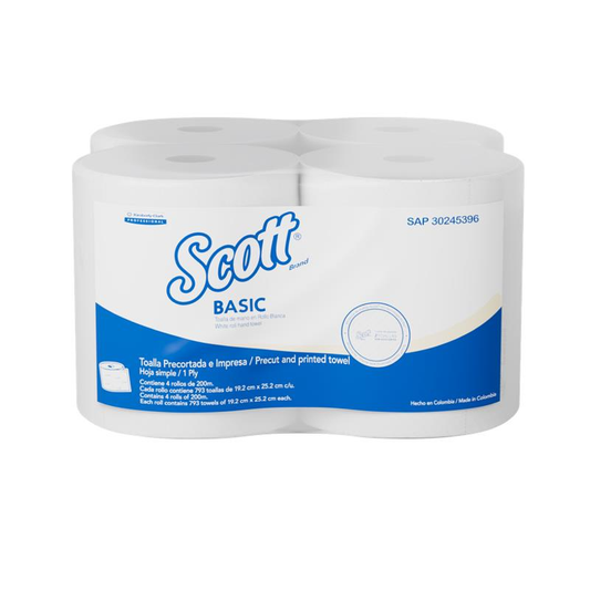 Papel toalla precortado Airflex 1 hoja blanco 200 mt x 4 rollos Scott
