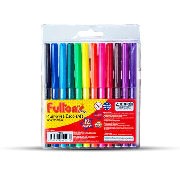 Plumones delgados 45 estuche x 12 unidades Fultons