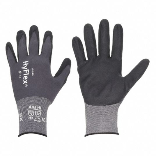Guante con recubrimiento d/nitrilo p/abrasion negro/gris talla 10/XL Ansell