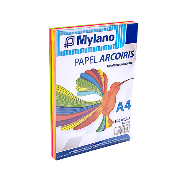 Papel arcoiris A4 75g 100 hojas mylano