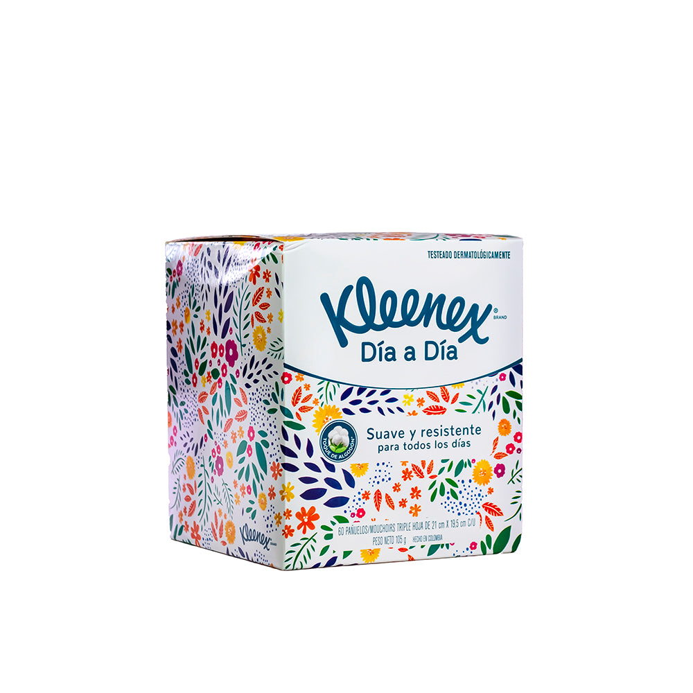 Pañuelo desechable 3 hojas cubo x 60 unidades Kleenex