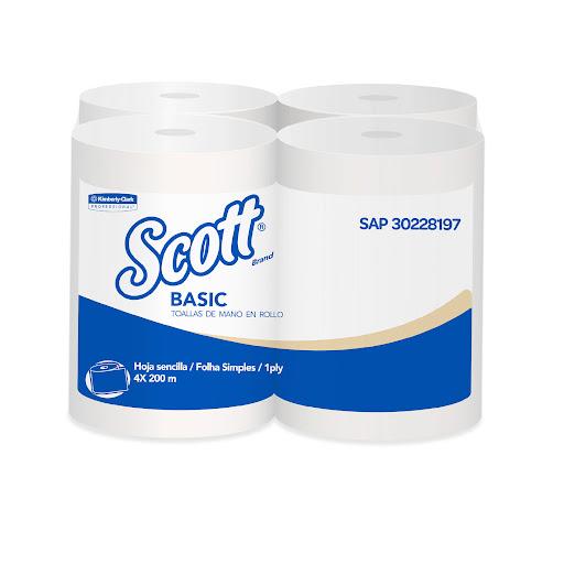 Papel toalla blanco hoja sencilla 200 mt x 4 rollos Scott