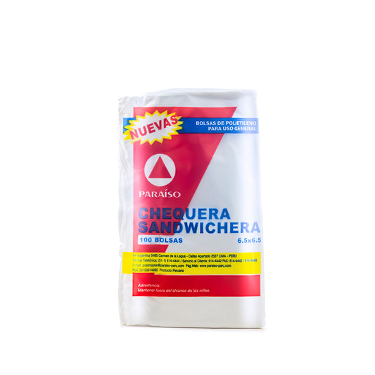 Bolsa 6.5 x 6.5 cm sin impresión chequera paquete x 100 und