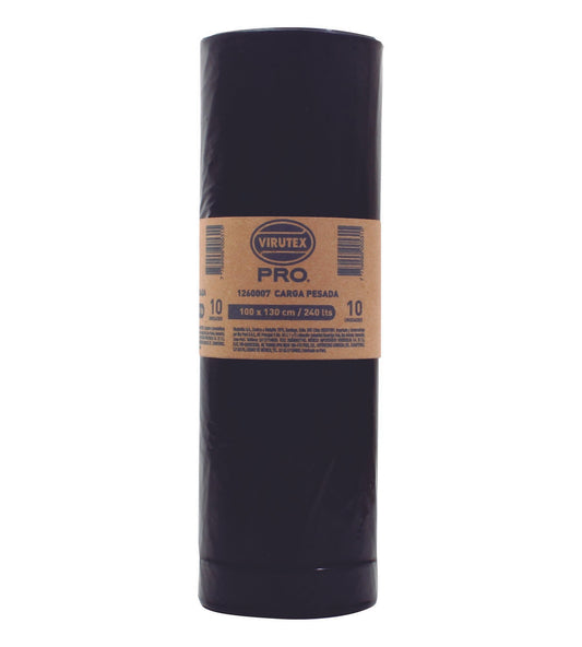 Bolsa para basura con faja 240L 100x130cm rollo x 10 unidades Virutex