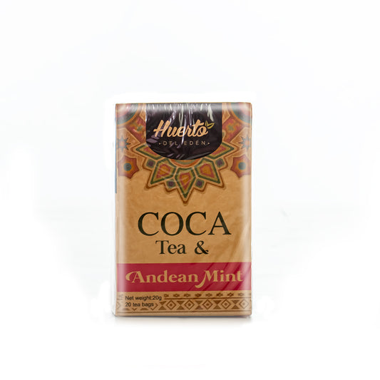 Mate de coca y muña  caja x 20 sobre x 1gr Huerto del Edén