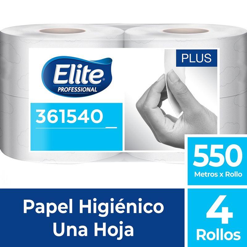 Papel higiénico jumbo blanco una hoja 550 mt x 4 rollos Plus Elite