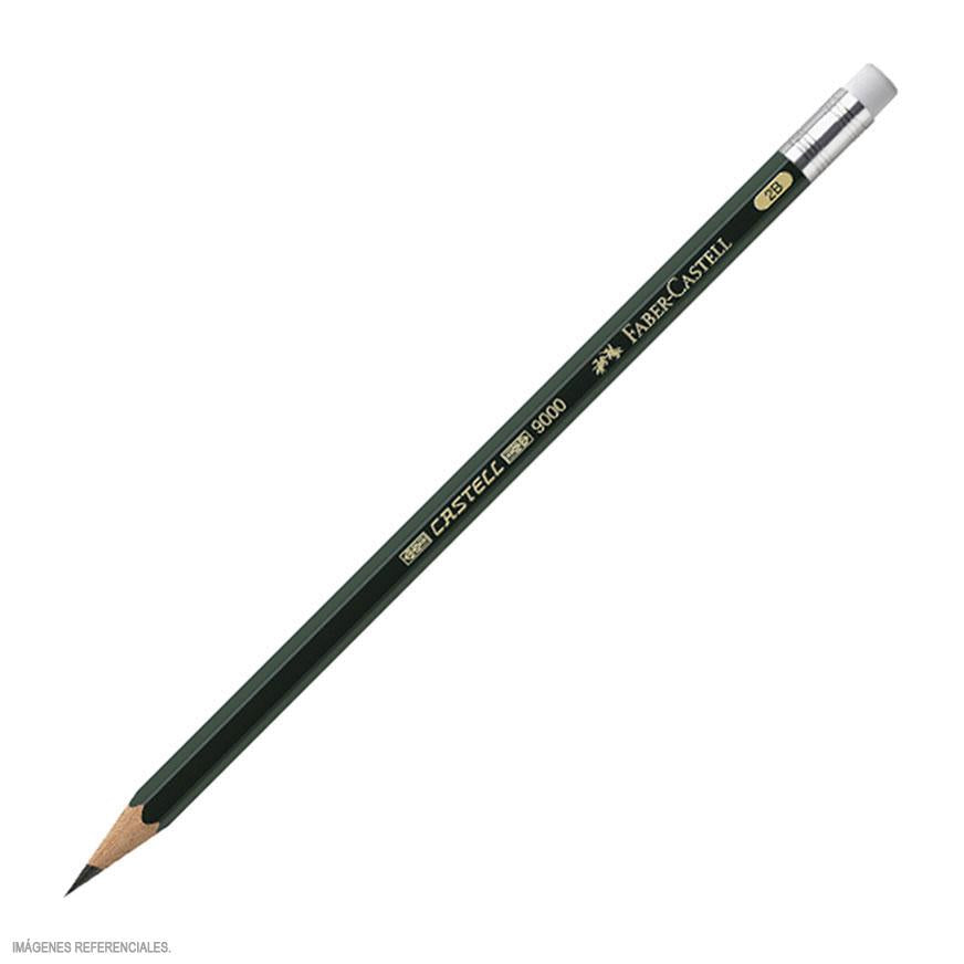 Lápiz 2B con borrador técnico 9000 Faber Castell