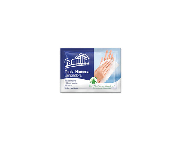 Toalla húmeda para manos x 100 unid familia