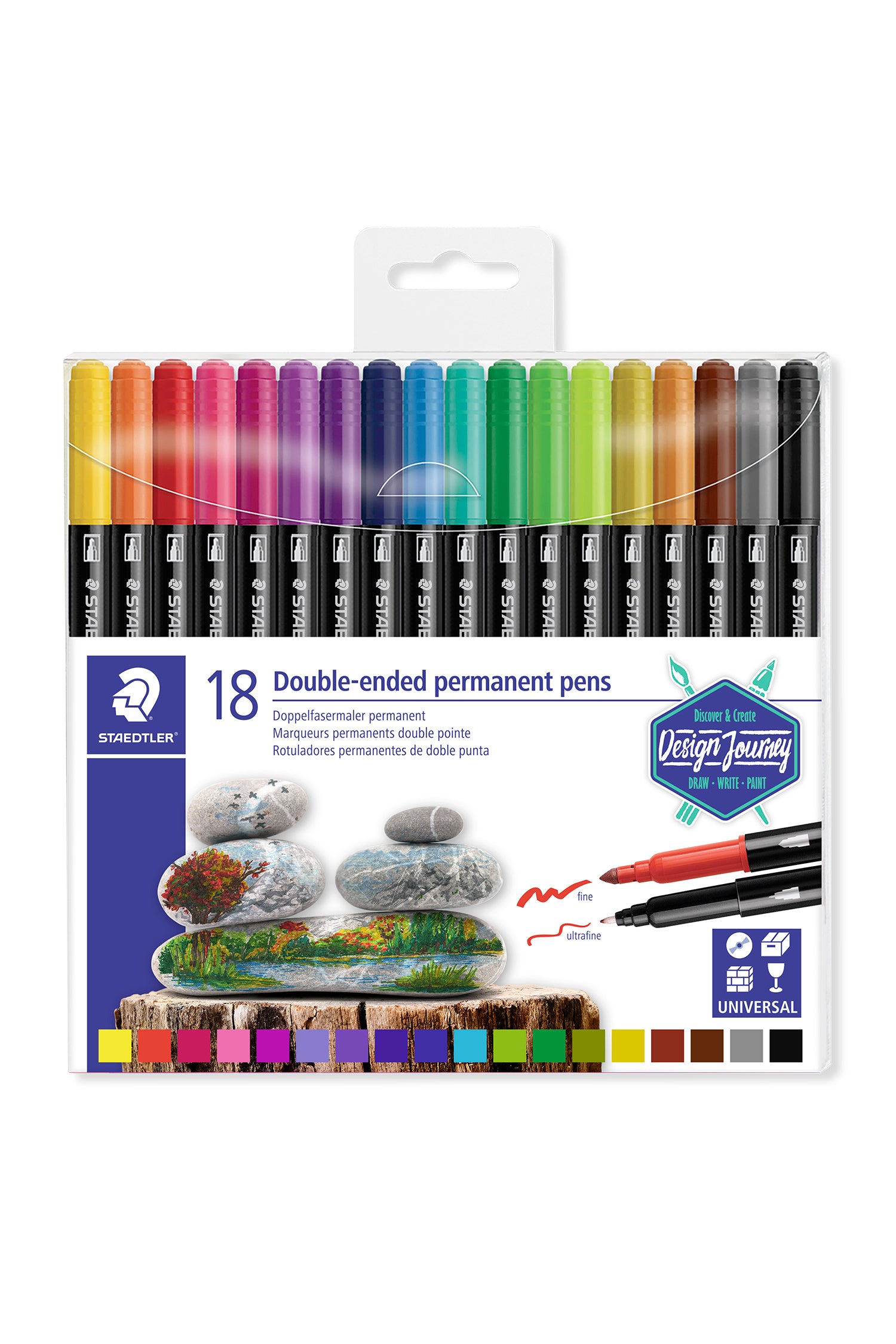 Plumones permanente  doble punta permanente 3187 estuche x 18 unidades Staedtler