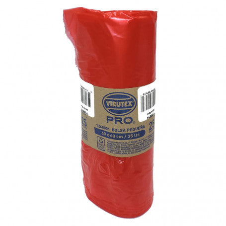 Bolsa para basura roja 35L 60x60cm rollo x 25 unidades Virutex
