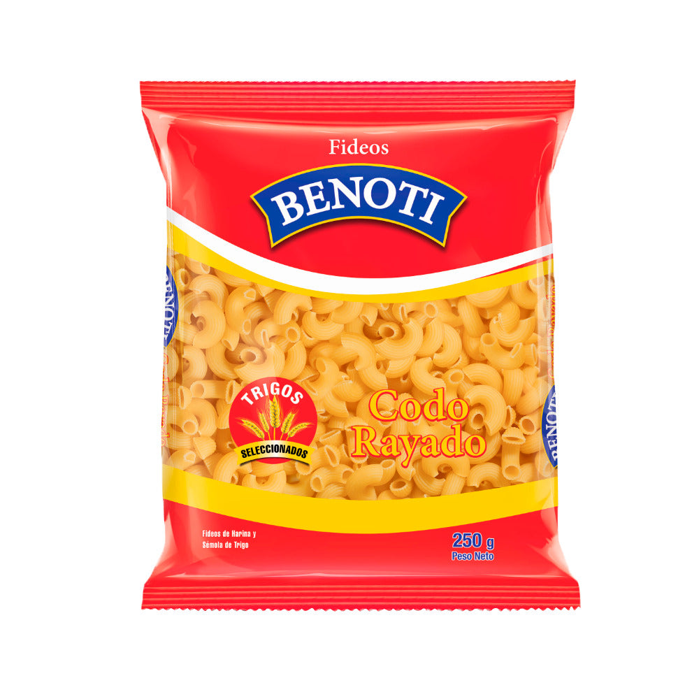 Fideo codo rayado 250gr Benoti