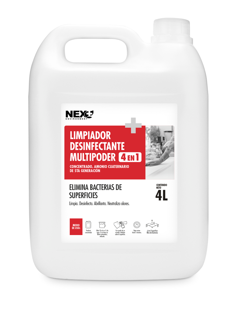 Desinfectante amonio cuaternario concentrado 4lt nex