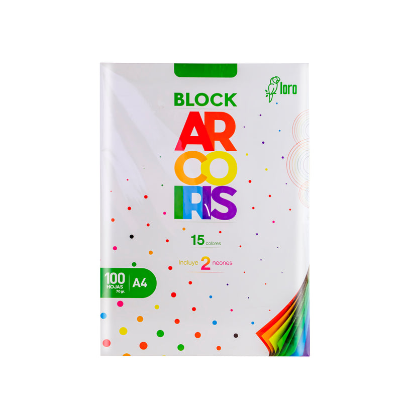Block bond arcoíris A4 x 100 hojas Loro