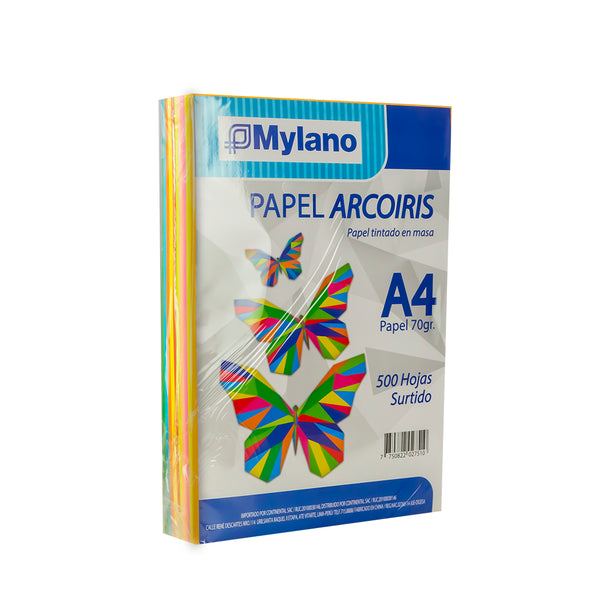 Papel arcoiris A4 70g 500 hojas mylano