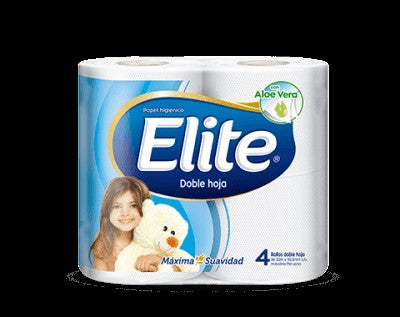 Papel higiénico blanco doble hoja 20 mt x 4 rollos celeste Elite