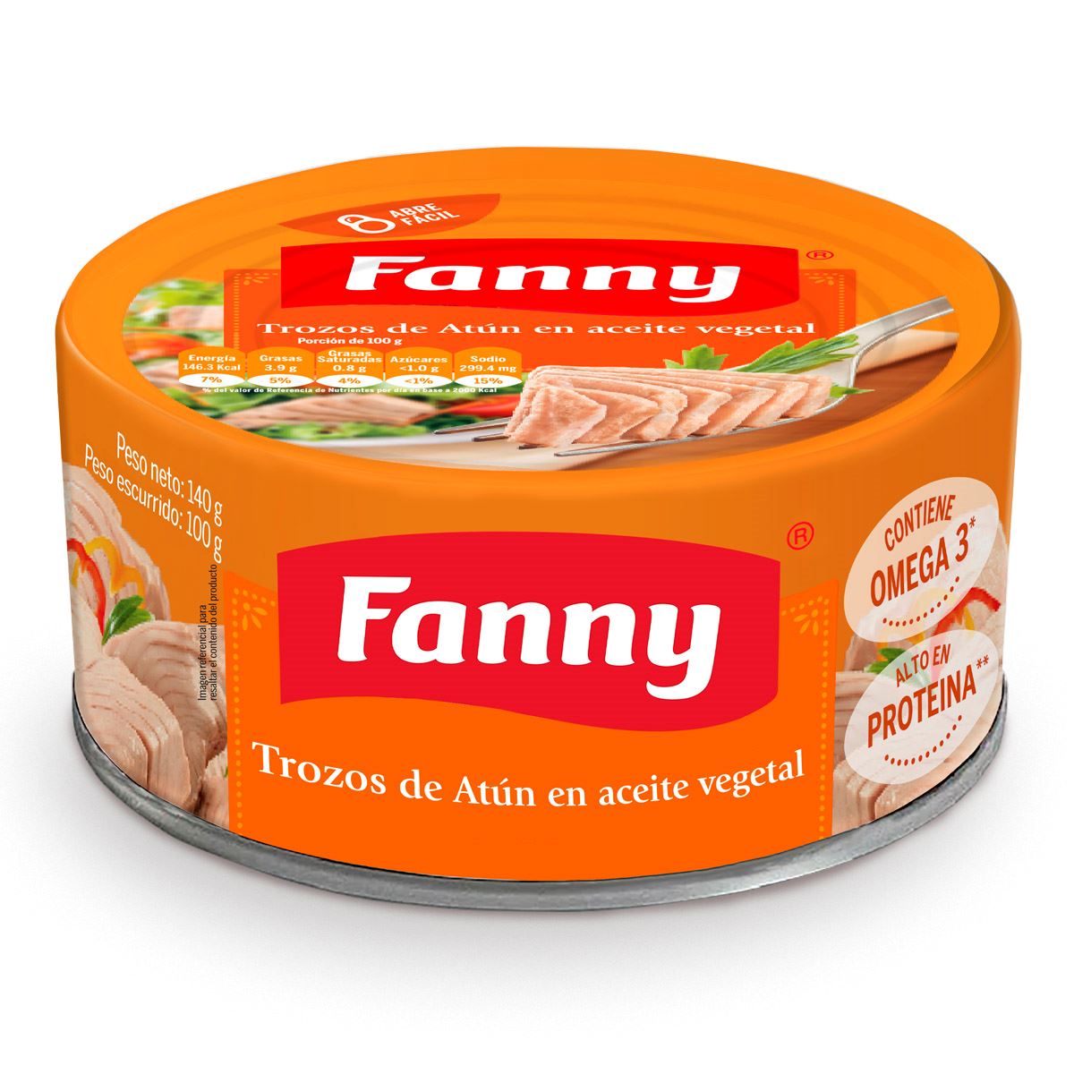 Trozos de atun en aceite vegetal 140 gr Fanny